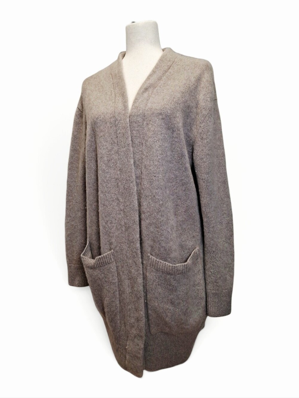 Vince 100% Cashmere Front Pocket Open Front Sweater Heather Grey XS/TP